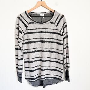 Evereve x Michael Stars Striped Crew Neck Long Sleeve Top Gray Size XS